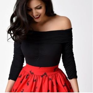 Pinky Pinups Black Off The Shoulder Shirt